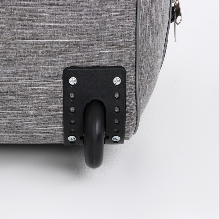 Сумка дорожная на колёсах, отдел на молнии, с увеличением, 2 наружных кармана, цвет серый Сумка дорожная на колёсах, отдел на молнии, с увеличением, 2 наружных кармана, цвет серый