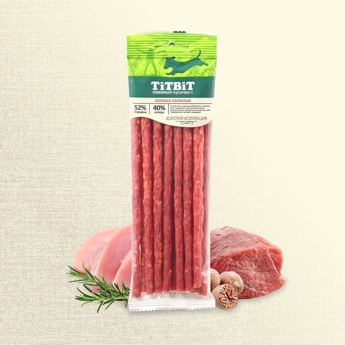 Колбаса пармская TitBit  Колбаса пармская TitBit "Золотая коллекция" для собак, 80 г