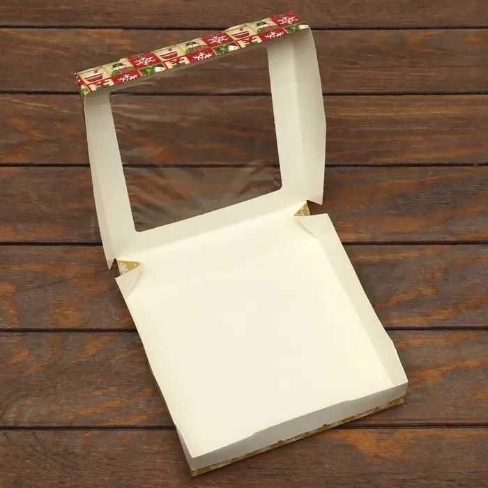 Коробка складная «Хорошего праздника», 20×20×4 с окном Коробка складная «Хорошего праздника», 20×20×4 с окном