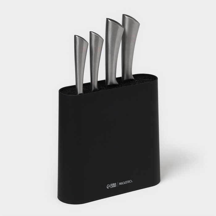 Подставка для ножей с наполнителем Magistro «Нежность», пластик, 21×7,5×22, чёрная Подставка для ножей с наполнителем Magistro «Нежность», пластик, 21×7,5×22, чёрная