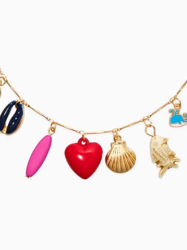 Колье "Летний вайб" море любви, цветное в золоте