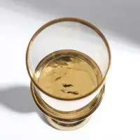 Подсвечник на 1 свечу &laquo;Лира&raquo;, керамика, стекло, d=8 см, золото, 9.3&times;9.3&times;34 см