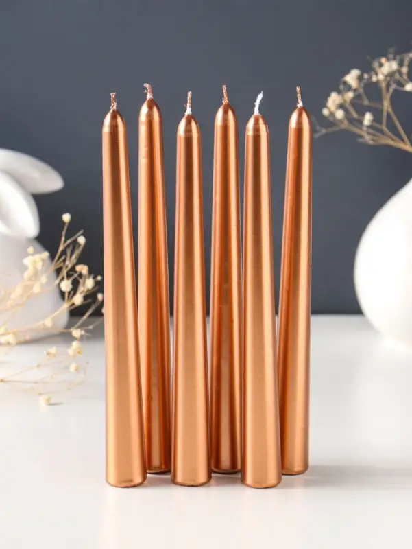 Набор свечей античных, 1.9&times;20 см, 6 шт., кофейно-золотой металлик
