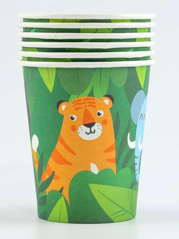 Набор бумажной посуды одноразовый Набор бумажной посуды одноразовый "Джунгли" 6 тарелок, 6 стаканов