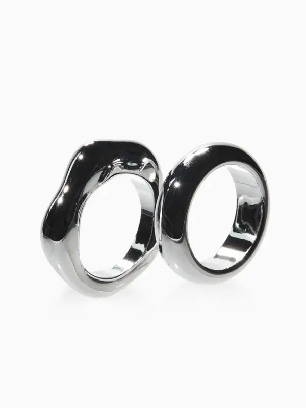 Кольцо пластик &laquo;Стиль&raquo;, набор 2 шт. размер 17, цвет серебро