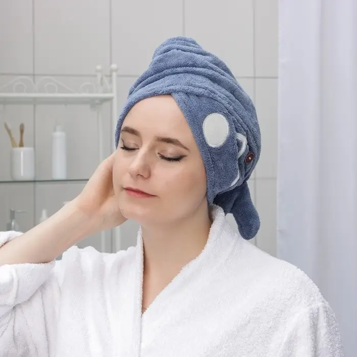 Чалма для сушки волос Доляна «Кит», микрофибра, цвет МИКС