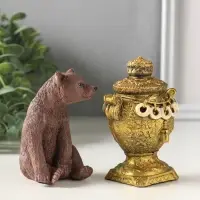 Набор фигурок 2 шт. &laquo;Медведь с самоваром&raquo;, гипс, 11 см