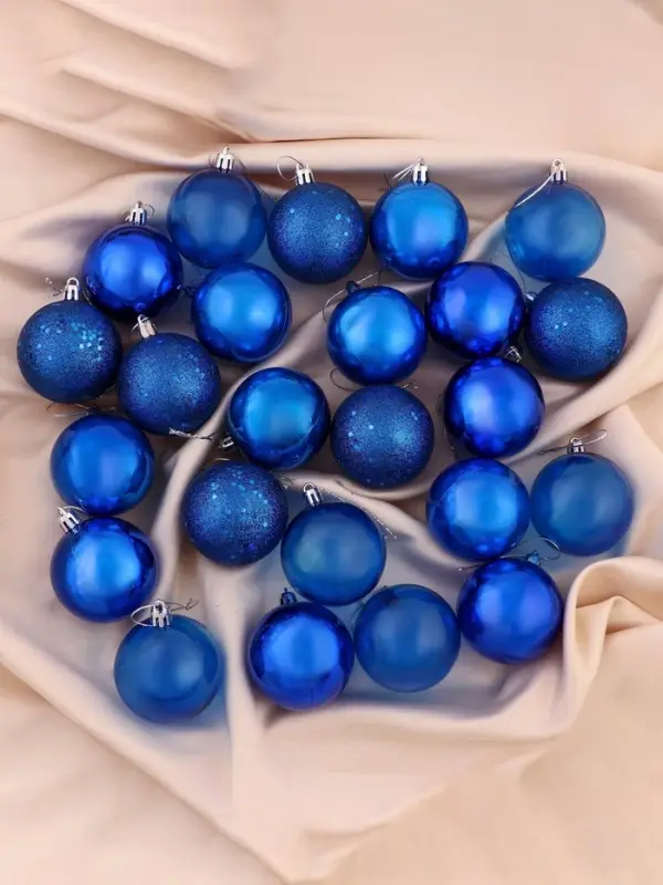 Ёлочные игрушки &laquo;Далия&raquo;, шары новогодние, d=6 см, набор 24 шт., синий