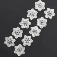 Аппликация для одежды &laquo;Цветок&raquo; текстильная, 5&times;5 см, 10 шт., белая