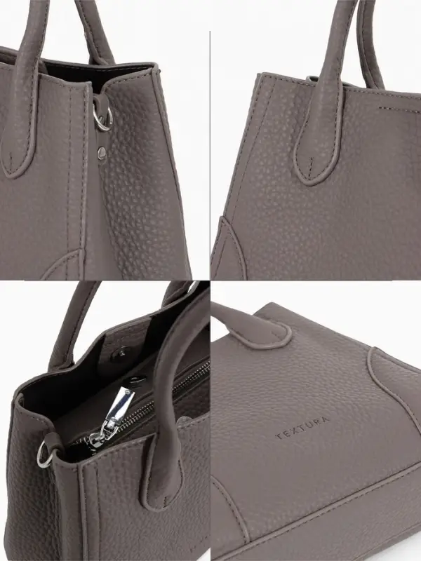 Сумка женская тоут TEXTURA на молнии, 25&times;7&times;21 см, однотонная, серая