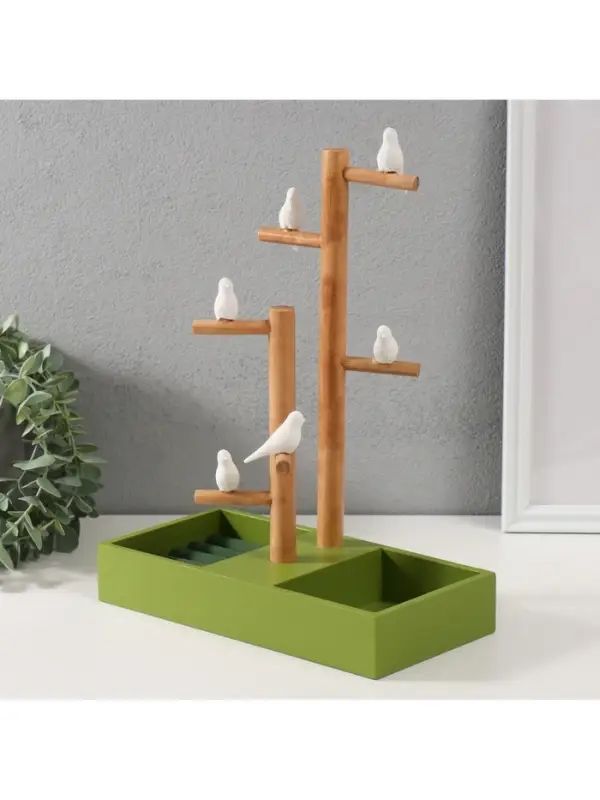 Подставка для украшений &laquo;Птички на дереве&raquo;, зелёный, 24&times;12&times;32 см