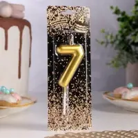 Свеча в торт «Европейская», цифра 7, 6 см, золото