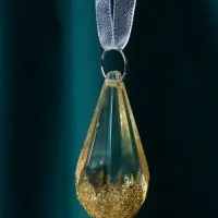Украшение ёлочное "Льдинка" (набор 3 шт) капельки грани, 4,5х2,5 см, прозрачно-золотой