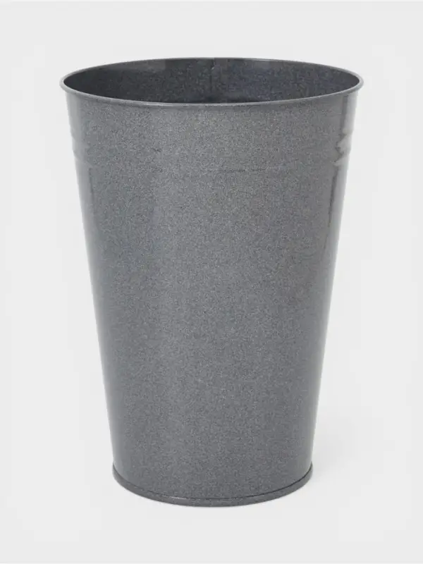 Вазон без ручек, 7 л, h=30 см, нержавеющая сталь, графитовый