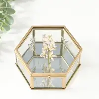 Шкатулка стекло с металлическим каркасом "Сухоцветы" многогранник 11,3х13х5,7 см