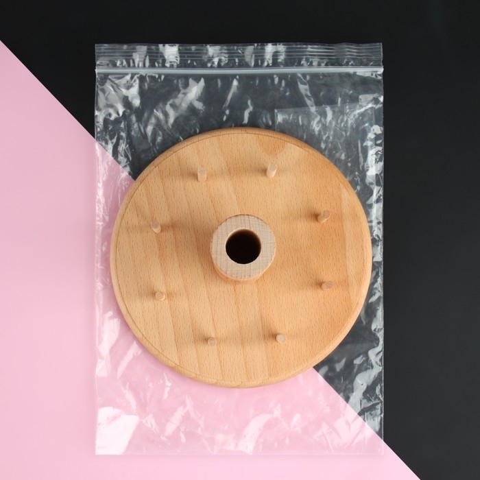 Органайзер-стойка для ниток, деревянная, 8 катушек, h = 13 см, d = 16 см