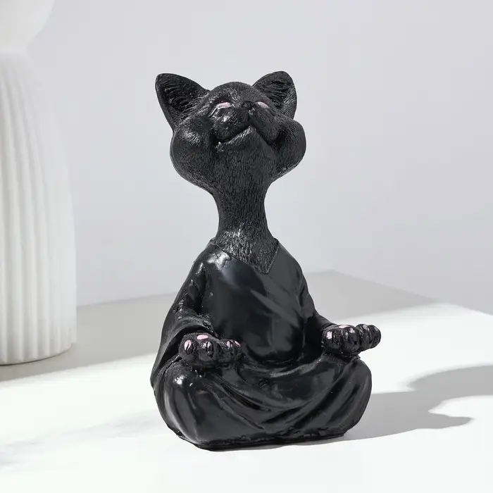 Фигурка полистоун &laquo;Кошка йог&raquo;, чёрная, 9&times;11&times;18 см