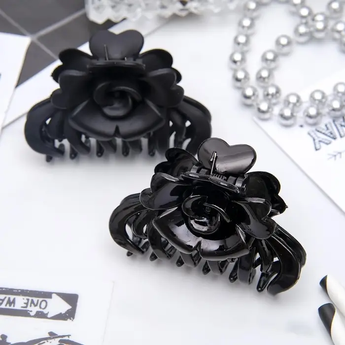 Крабик для волос &laquo;Ночка&raquo;, роза, 6.8 см, матовый и глянец, МИКС