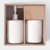 Аксессуары для ванной &laquo;Лина&raquo;, 2 предмета: дозатор для мыла, стакан, белые