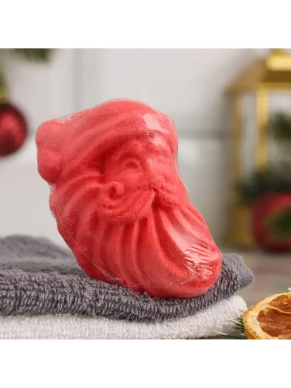 Бомбочка для ванны "Дед мороз" 40+-10г  аромат мандарин, киви, ананас