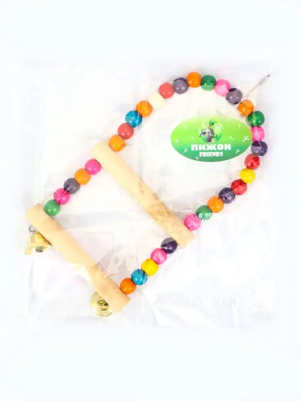 Качели для птиц с деревянными жердочками, 12&times;21 см, цвет МИКС