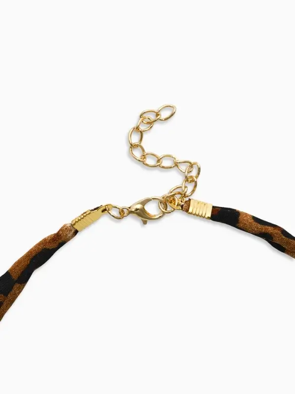 Колье "Новый стиль" бантик, леопард, в золоте 40+удл