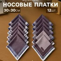 Платки носовые мужские &laquo;Этель. Серджио&raquo;, 30&times;30 см, 12 шт., рисунок МИКС, фиолетовые