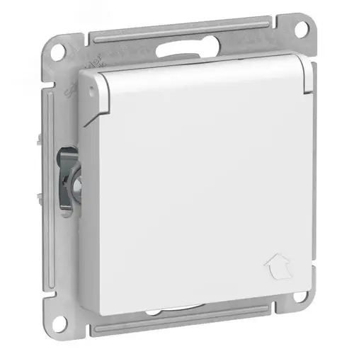 ATLASDESIGN РОЗЕТКА с заземл. со шторками с крышкой, 16А, IP20, механизм, ЛОТОС