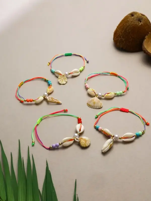 Браслет на нити &laquo;QF. Ассорти. Ракушки&raquo;, d=7 см, разноцветный в золоте