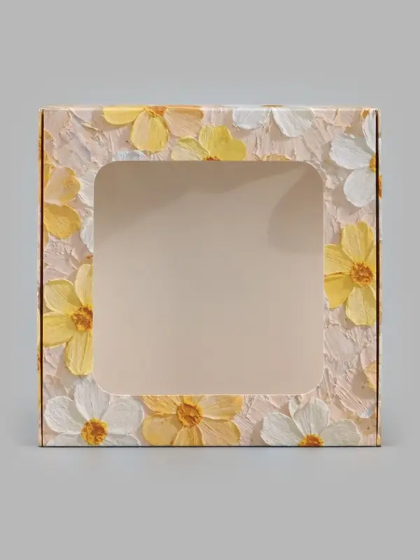 Коробка подарочная самосборная с окном &laquo;Цветы&raquo;, 13&times;13&times;3 см