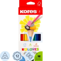 Карандаши цветные 12цв 3-гран,точилка Kores 93312.01