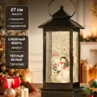 Светодиодная фигура &laquo;Семья снеговиков&raquo; 10&times;27&times;10 см, пластик, от батареек ААх3, свечение тёплое белое