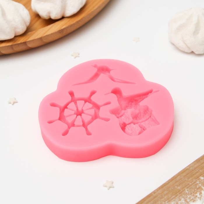 Молд для заливки «Морская чайка», силикон, 9,5×9×1,5 см, розовый Молд для заливки «Морская чайка», силикон, 9,5×9×1,5 см, розовый