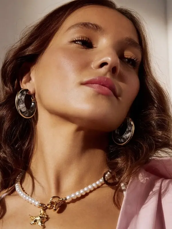 Серьги-кольца акрил &laquo;Тренд&raquo;, чёрные в золоте