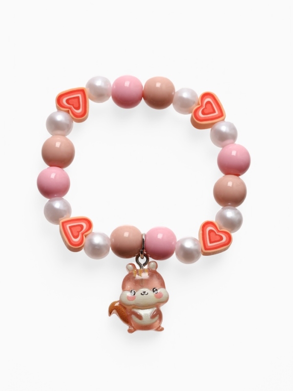 Браслет детский  Браслет детский "Выбражулька" фимо с бусинами, белочка с бусинами, цветной