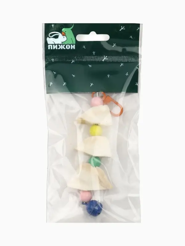 Игрушка для птиц с панцирем каракатицы и бусами, 9&times;3 см, цвет МИКС