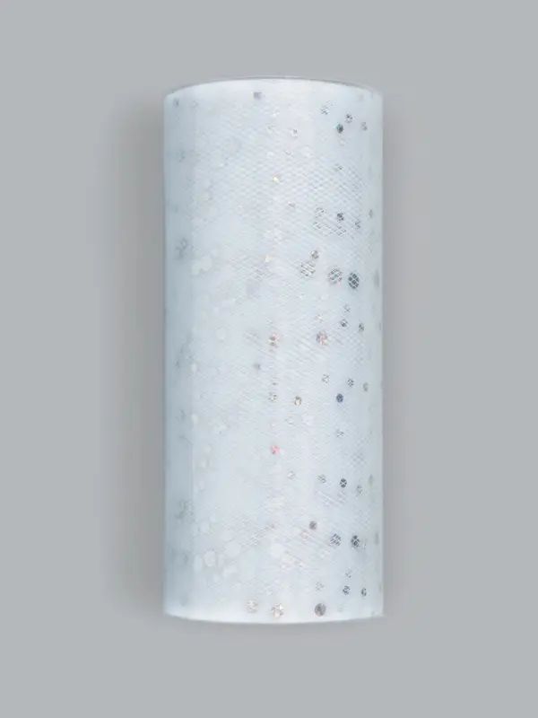 Фатин с блёстками, 15 см, 23&plusmn;1 м, 11&plusmn;1 г/м&sup2;, белый №1