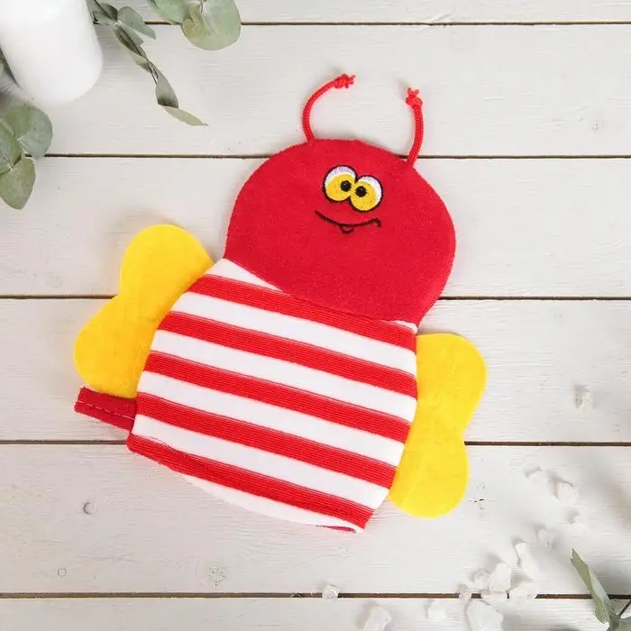 Мочалка-варежка детская для купания Доляна «Пчёлка», цвет МИКС Мочалка-варежка детская для купания Доляна «Пчёлка», цвет МИКС