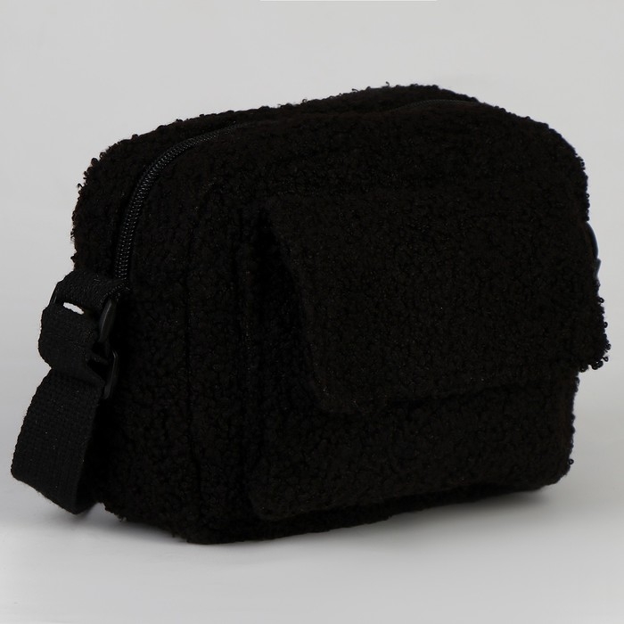 Плюшевая сумка тедди кросс-боди, чёрная Плюшевая сумка тедди кросс-боди, чёрная