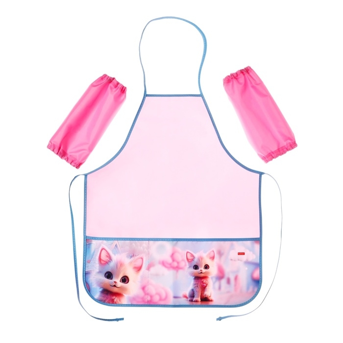 Фартук для труда + нарукавники, 535 х 445 мм, Hatber Фартук для труда + нарукавники, 535 х 445 мм, Hatber "Слушай музыку!" 2 кармана, розовый NFn_34104