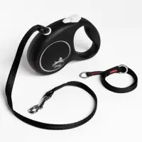 Рулетка Flexi Black Design S (до 12 кг) 5 м трос, чёрный/серебро
