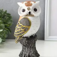 Фигурка полистоун &laquo;Мудрая сова Мадлен&raquo;, белая с золотом, 15&times;7.5&times;8 см