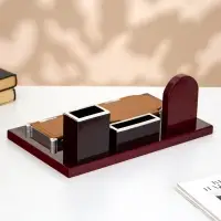 Набор настольный, органайзер 5 в 1 с визитницей и часами, 34&times;20&times;13 см