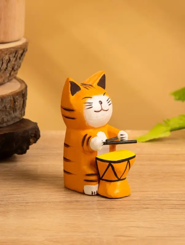 Сувенир «Кот барабанщик», 3.5×5.5×8 см, дерево, МИКС
