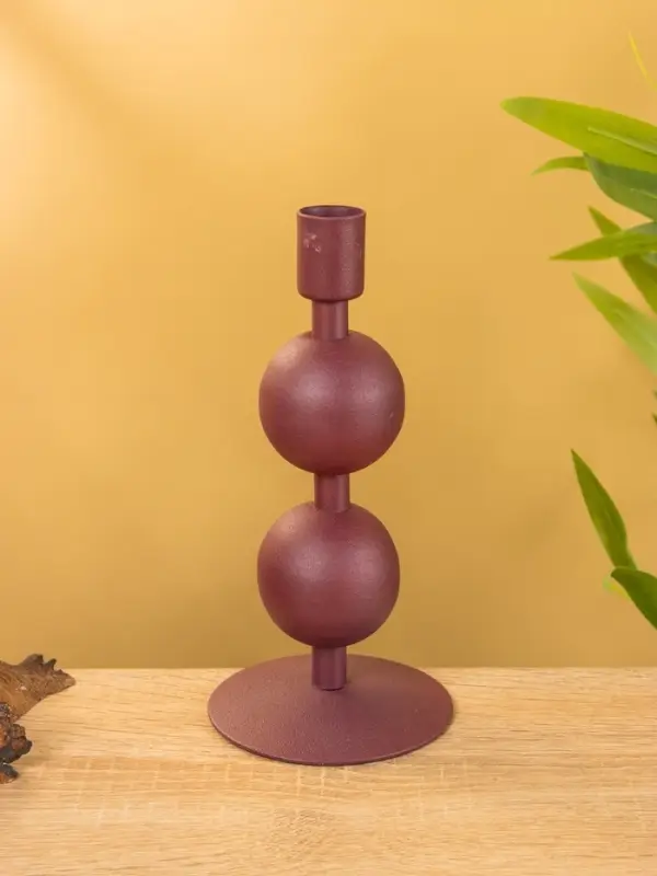 Подсвечник на 1 свечу "Баклажан" с 2 сферами 8,5х8,5х18 см