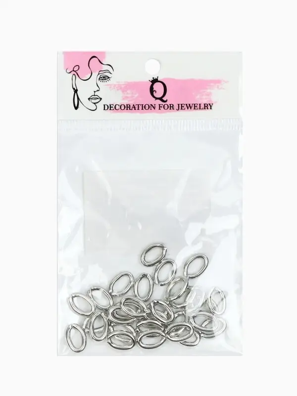 Кольцо соединительное, 11&times;7 мм, набор 30 шт. цвет серебро