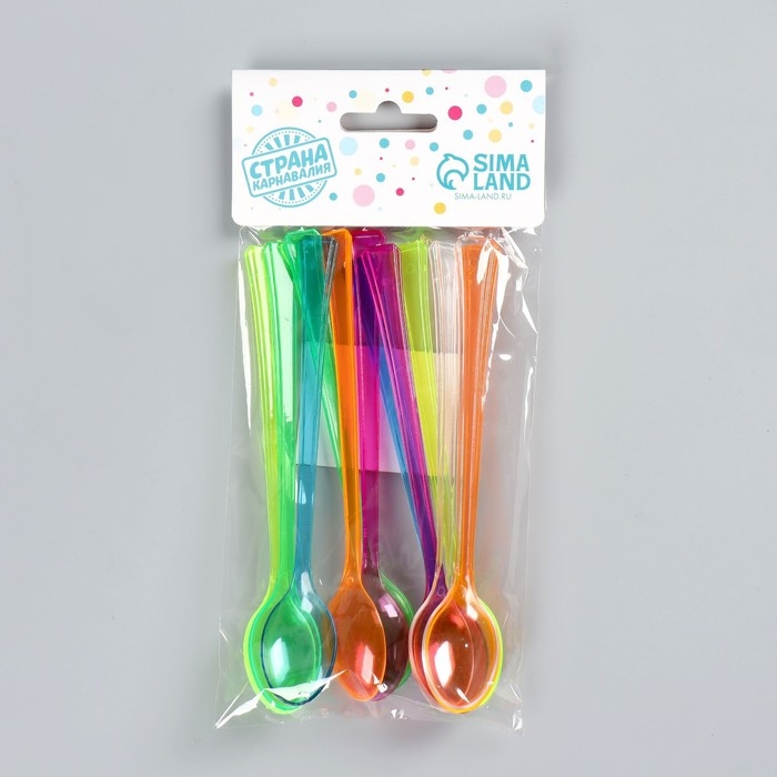 Пластиковые ложки, набор 12 шт., цвета МИКС Пластиковые ложки, набор 12 шт., цвета МИКС