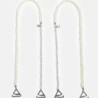 Лямки для бюстгальтера, декоративные с жемчугом, фурнитура металл, 5 мм, 45 см, пара, белые