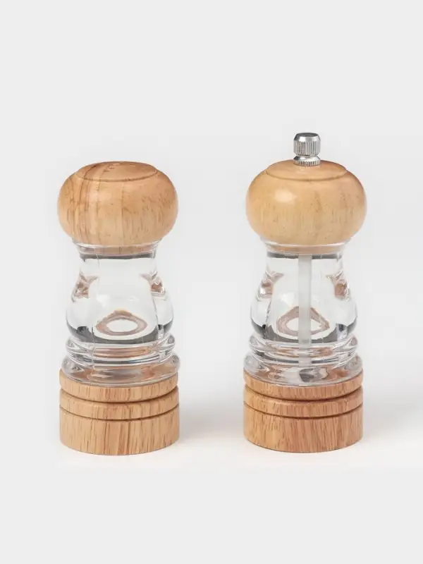 Набор мельниц для соли и перца Доляна, 2 предмета: 10.5&times;5 см, 11.5&times;5 см, прозрачный