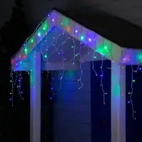 Гирлянда &laquo;Бахрома&raquo; 3&times;0.6 м, IP44, УМС, белая нить, 160 LED, свечение мульти, 220 В